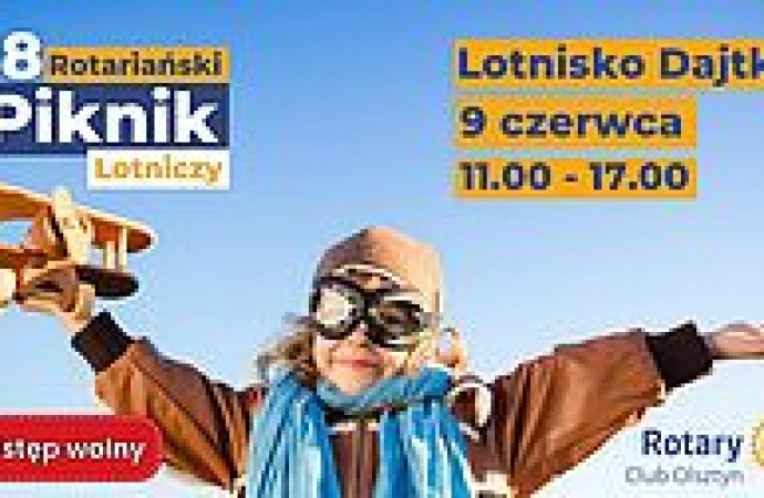 Stowarzyszenie Rotary Club Olsztynie już dziś zaprasza na XVIII Rotariański Piknik Lotniczy. Atrakcje dla całych rodzin szykowane są na 9 czerwca, na lotnisku Aeroklubu Warmińsko-Mazurskiego.