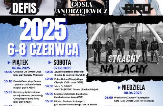 Orneta zaprasza na święto miasta. W programie m.in. parada ulicami miasta, koncerty, kabarety i zawody sportowe.