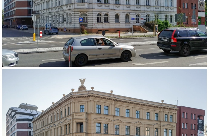 Trwa remont elewacji budynku przy ulicy Partyzantów w Olsztynie. Urząd Ochrony Zabytków przypomina jego nietypową historię.